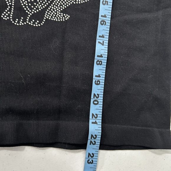F and G Tank Top Womens OS Black Baby Cat Rhineston Grunge Festival Y2K - Picture 7 of 8